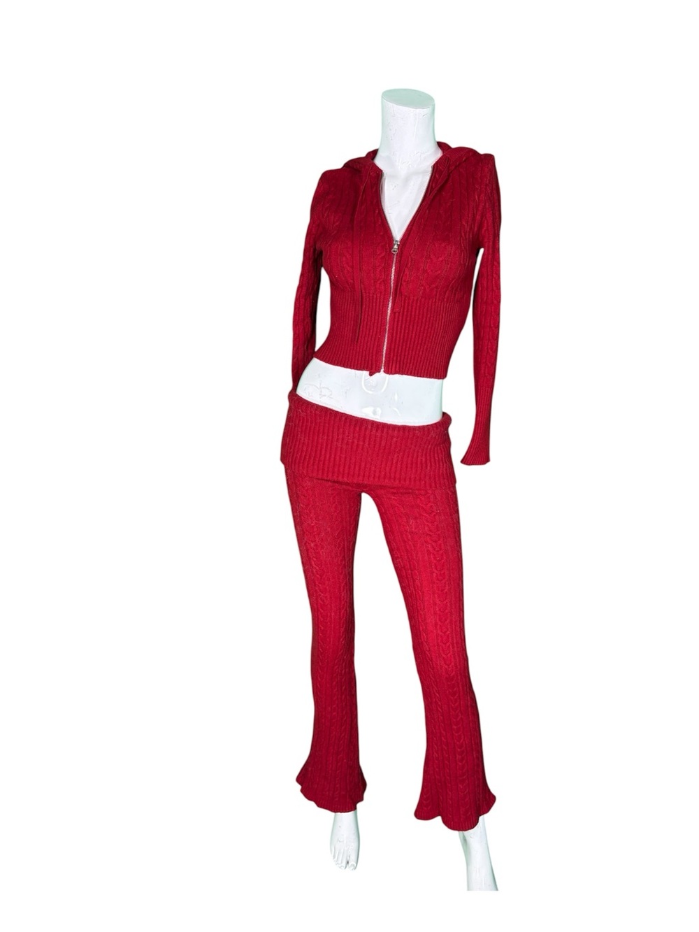 Forever 21 two piece set knit with hoodie and flare pants size small